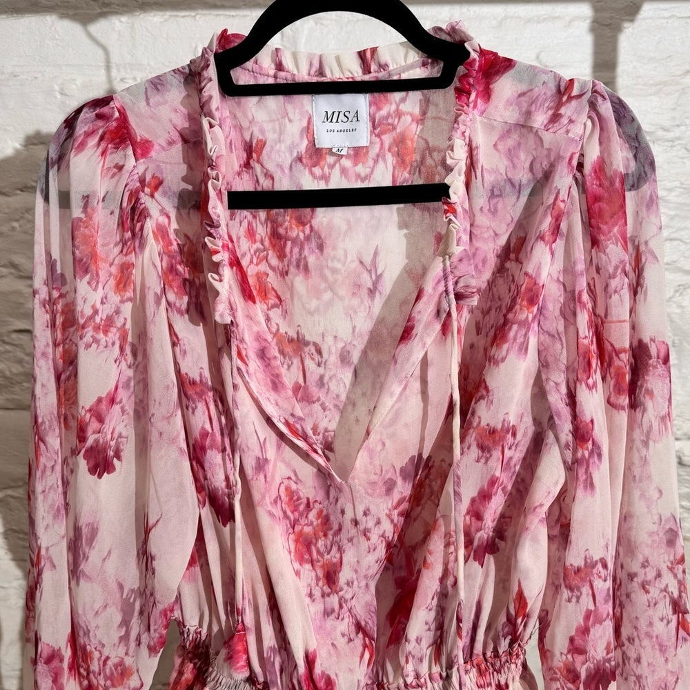 Misa Los Angeles Lorena Dress in Abstract Rose Flora - Picture 11 of 12